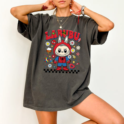 Cute Superhero Bunny Costume DTF Transfer for Comic Book Fans Apparel - Ready To Press Iron-On for Fun Group Celebrations