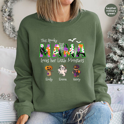 Cute Halloween Mama Iron-On DTF Transfer for T-Shirt, Spooky Family Pumpkin, Ghost Design, Ready to Press for Moms & Kids