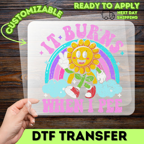 Funny Cute Flower DTF Transfer Ready to Press Humorous Retro Iron-On for T-shirt Apparel Group Party Wear