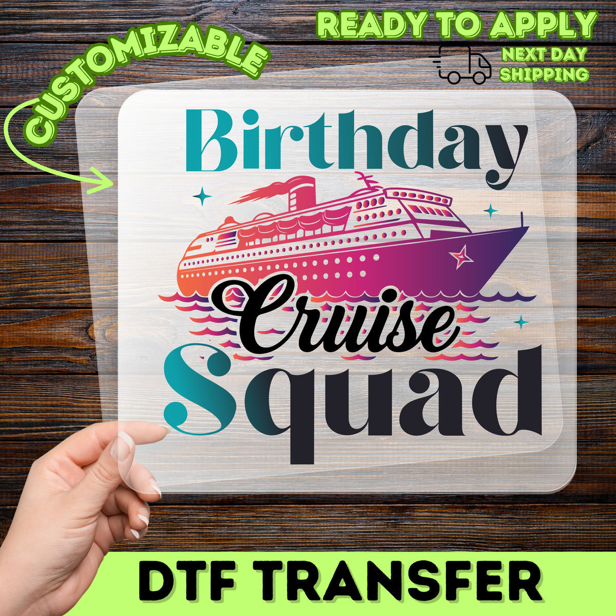 Birthday Cruise Squad DTF Transfer Cute Retro Ready To Press T-shirt Design for Group Celebration Apparel