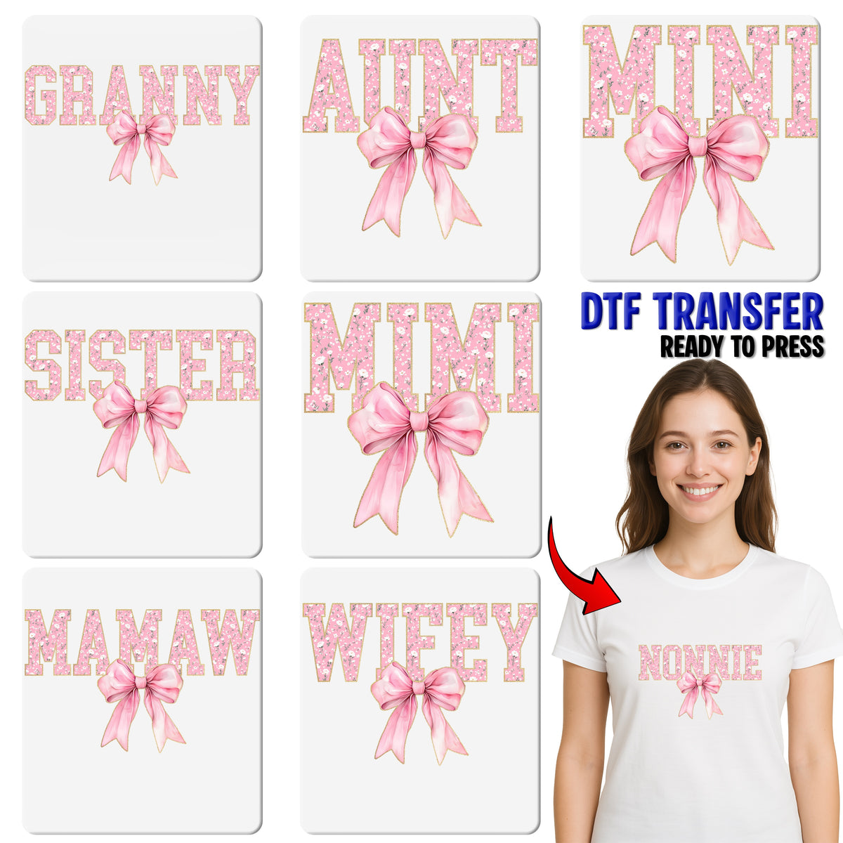 Cute Mother's Day Mommy & Me Floral DTF Transfer Ready To Press for T-Shirt or Sweatshirt Gifts