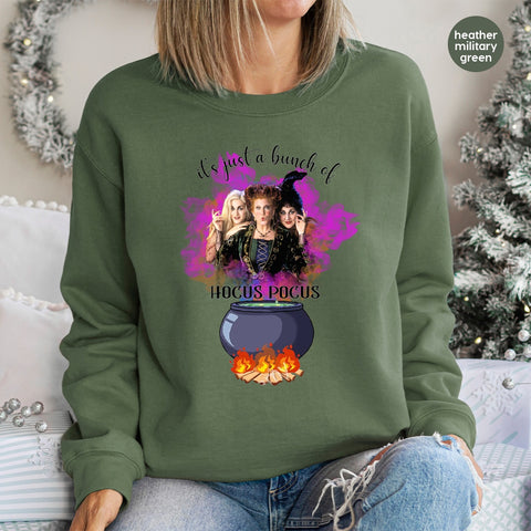 Iron-On Halloween Witch DTF Transfer for Funny Hocus Pocus Shirt, Ready to Press Retro Spooky Apparel for Movie Night Fans & Groups