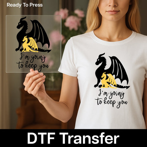 Funny Dragon Fantasy DTF Transfer for Apparel, Ready to Press Iron-On Mythical Adventure Shirt, Perfect for Cosplay & Parties