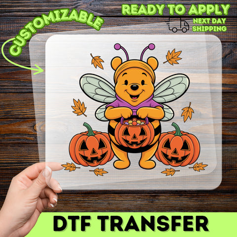 Cute Halloween Bee DTF Transfer for Fun Family Shirts & Group Costumes - Ready To Press Trick or Treat Design