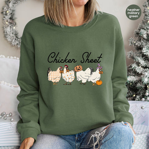 Funny Halloween Chicken Ghost DTF Transfer for Shirts & Hoodies - Ready to Press Iron-On for Farmhouse Humor Apparel