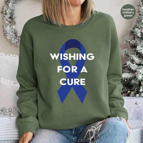 Blue Ribbon Wishing For A Cure DTF Transfer Apparel for Support Groups & Charity Events