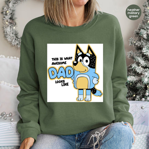 Awesome Dad Cartoon DTF Transfer Father's Day Gift, Cute Daddy Iron-On Ready To Press Apparel, Fun Gift for Dad