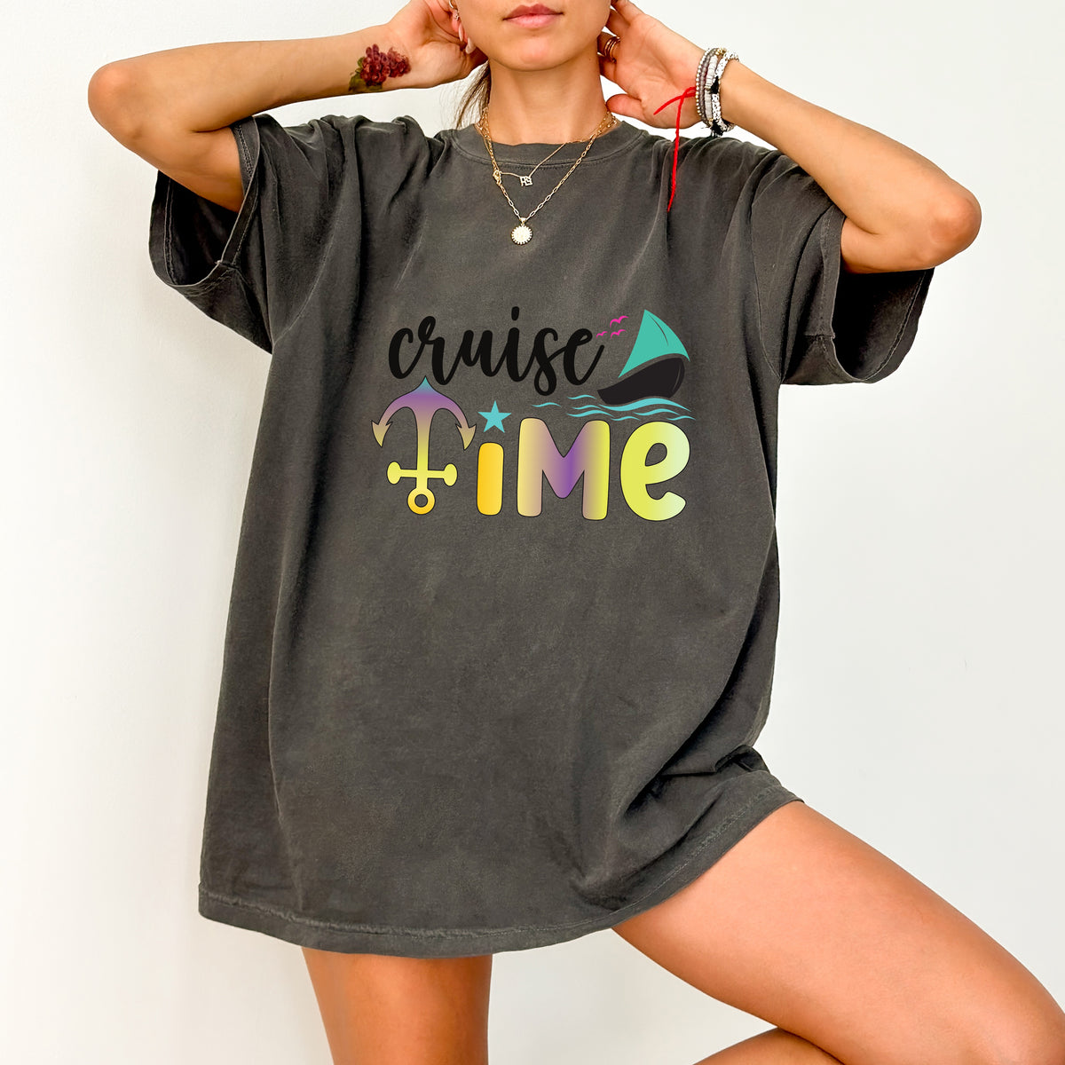 Cruise Vacation Nautical Anchor & Sailboat DTF Transfer - Ready to Press Cute Family Group Cruise T-shirt Design