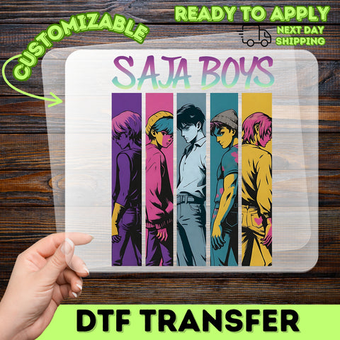 SAJA BOYS Anime Character DTF Transfer Iron-On Ready to Press for Youth & Teen Apparel, Cute Manga Shirt Design