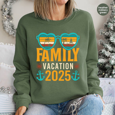 Family Vacation 2025 DTF Transfer - Cute Retro Summer Beach Trip Iron-On for Matching Group Apparel & T-shirts