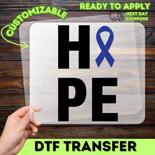 Support & Solidarity DTF Transfer Iron-On Blue Ribbon Awareness Apparel Family & Healthcare Gift Charity Event T-Shirt Ready to Press