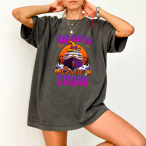 Iron-On Halloween Cruise Squad DTF Transfer - Funny & Festive Witch Character Ready To Press for T-shirts & Hoodies - Group Apparel