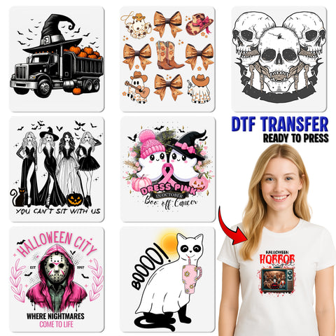 Cute Halloween Ghost DTF Transfer for Kids & Adults - Playful Pumpkin Ghost Iron-On for Party Apparel