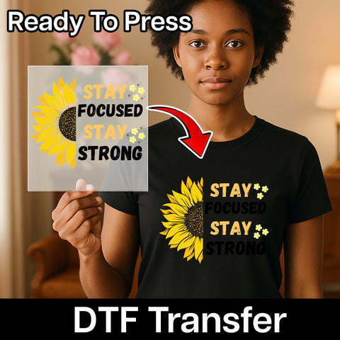 Cute Sunflower Theme DTF Transfer Iron On Ready To Press for Friendship T-shirt or Garden Party Apparel