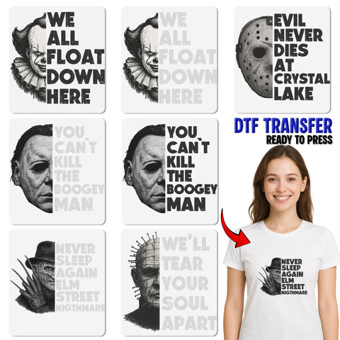 Creepy Clown Horror Gothic DTF Transfer - Halloween Sinister Theme Ready to Press Iron-On for Spooky T-shirt or Apparel