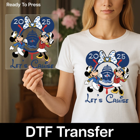Disney-Themed Nautical Captain Cute DTF Transfer for Family & Group Cruise Vacation Shirts 2025 Iron-On Ready to Press Sticker