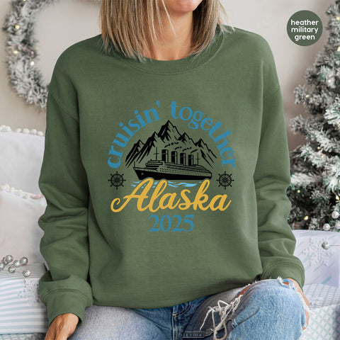 Cruisin' Together Alaska 2025 Retro Travel DTF Transfer for Group Vacation Shirts & Hoodies, Ready to Press Nostalgic Family Apparel