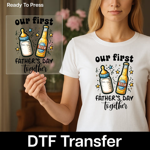 Funny Retro Pop Art Beer & Baby Bottle DTF Transfer for Baby Shower Party Humor Apparel Ready To Press