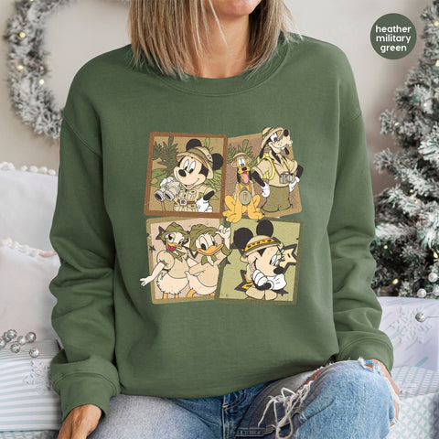 Safari Adventure Retro Cartoon DTF Transfer | Classic Character Theme Iron-On for Family & Friends Apparel | Fun Trip Shirt Design