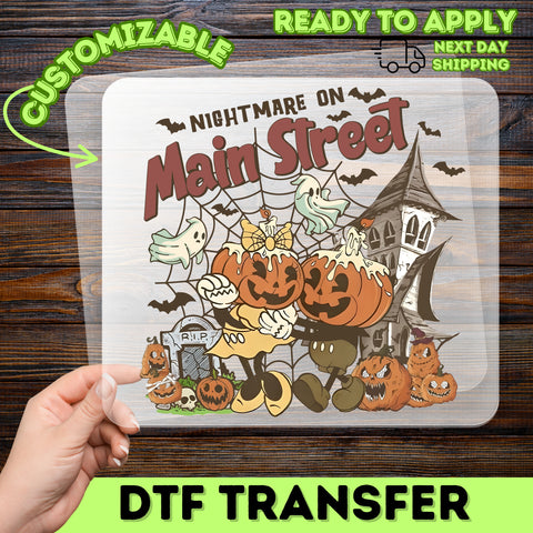 Retro Halloween DTF Transfer for T-Shirts - Cute Pumpkin Head & Spooky Cartoon Characters - Iron-On for Family Apparel