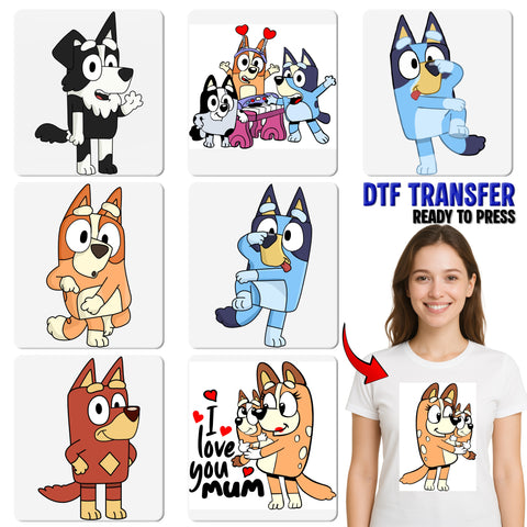 Cute Cartoon Dog Dance Iron-On DTF Transfer for Family Fun Apparel, Kids Party Ready to Press T-Shirt Decor