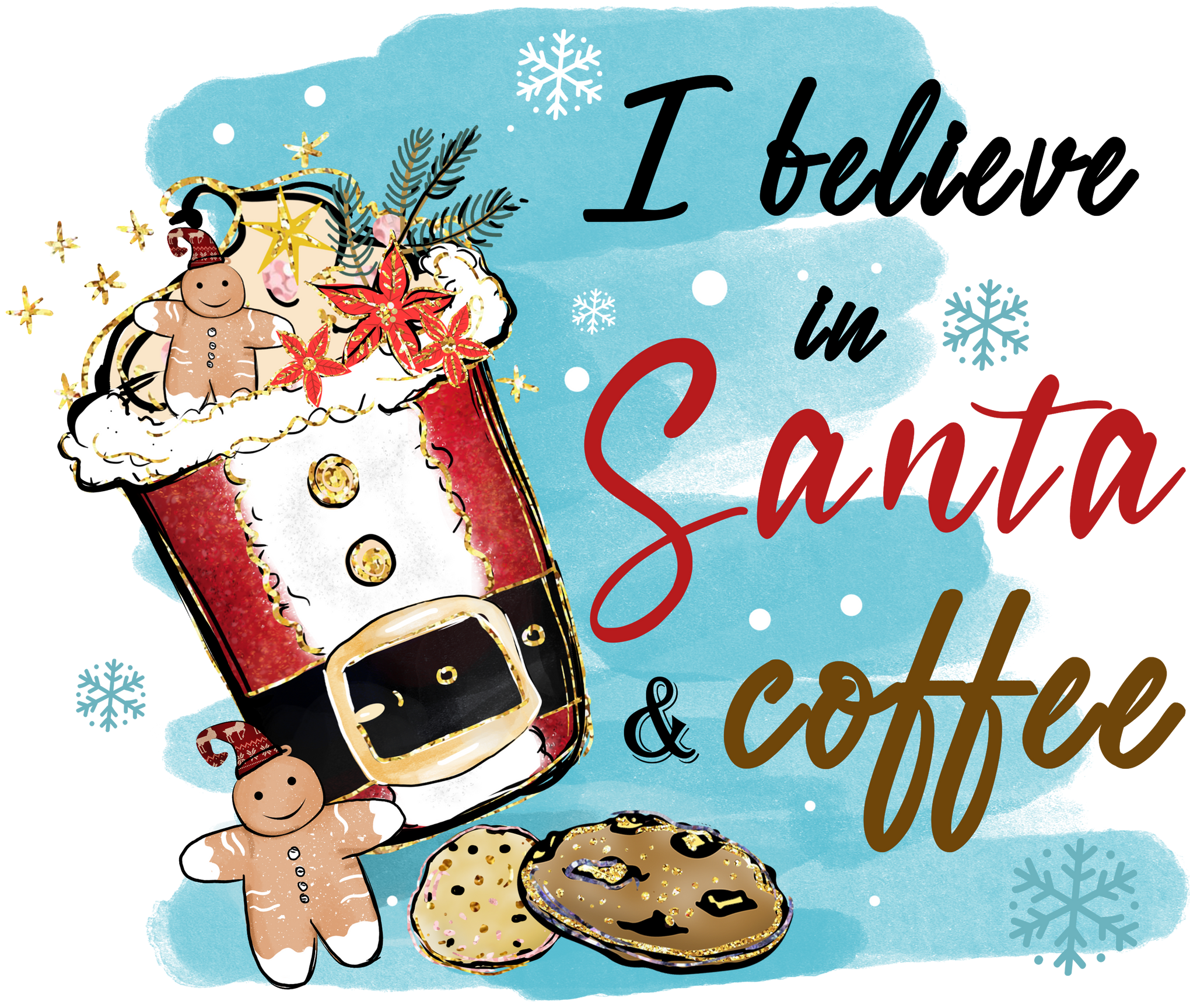 I Believe Santa Shirt, Christmas Santa Clause Gingerbread Shirt, Cookie Graphic Shirt, Christmas Shirts for Women, Christmas Gifts for Her