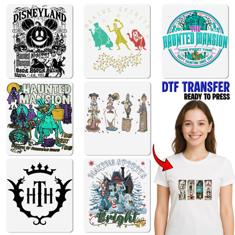 Cute Halloween Cartoonish Ghost Trio DTF Transfer Ready To Press Iron-On for Family T-Shirts and Sweatshirts