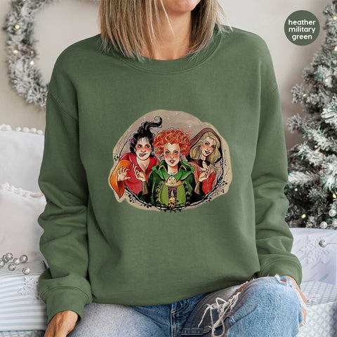 Retro Halloween Cute Classic Witch Trio DTF Transfer Ready To Press Iron-On for Nostalgic Party Shirts & Apparel