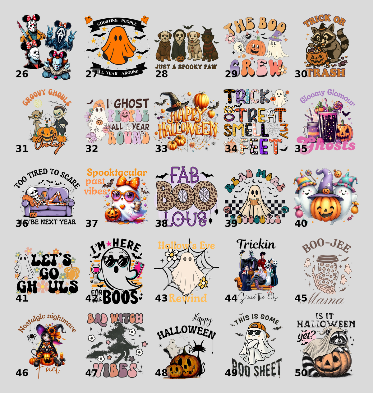 Cute Halloween Jack-o'-lantern Ghost & Black Cat DTF Transfer Ready To Press for Family Shirts