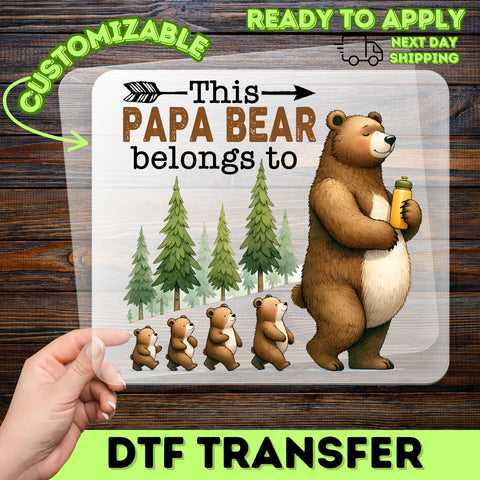 Papa Bear Cute Family Nature DTF Transfer Ready To Press for Father's Day Camping Adventure T-Shirt