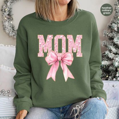 Mom's Day Floral Bow DTF Transfer T-Shirt Design - Cute & Elegant Vintage Theme Ready to Press for Mother's Day Gifts