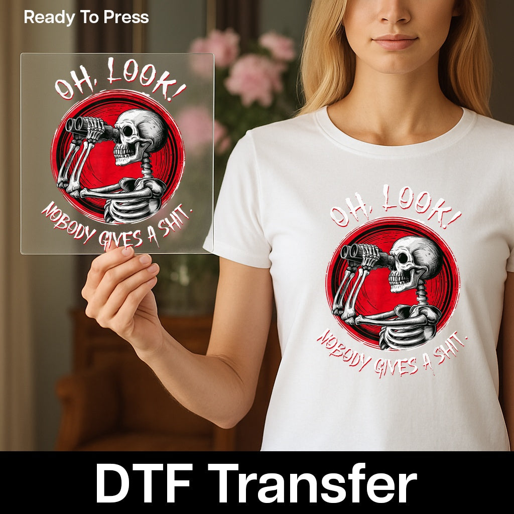 Sarcastic Skeleton Halloween DTF Transfer | Funny & Edgy Goth Humor | Ready to Press Iron-On Shirt for Young Adults
