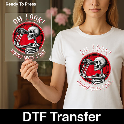 Sarcastic Skeleton Halloween DTF Transfer | Funny & Edgy Goth Humor | Ready to Press Iron-On Shirt for Young Adults