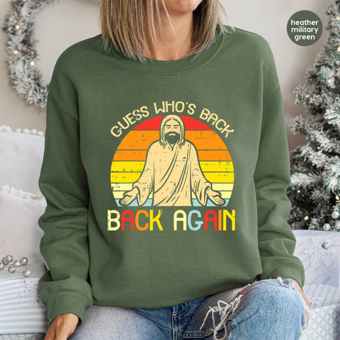 Funny Jesus Comeback DTF Transfer for Easter Pop Culture Tee | Retro Religious Humor Iron-On for Church & Group Celebrations