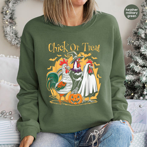 Chick Or Treat Funny Halloween Chicken DTF Transfer Ready To Press Iron-On for Shirts & Hoodies Cute Holiday Apparel
