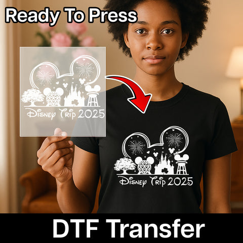 Disney Trip 2025 DTF Transfer Iron-On for Family Vacation Shirts & Group Disney World Apparel