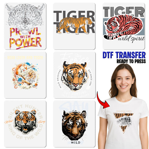 Motivational Tiger Iron-On DTF Transfer, Bold Workout Apparel, Inspirational Shirt for Athletes, Team Spirit Gift, Fierce Animal Print