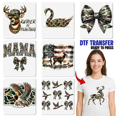 Funny Goodbye Husband Hello Hunting Season Camouflage Bow DTF Transfer for Hunters & Outdoor Enthusiasts T-Shirt