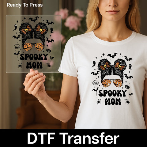 Cute Spooky Halloween DTF Transfer Iron-On Ready To Press for Apparel - Funny Ghosts & Bats for Party Enthusiasts