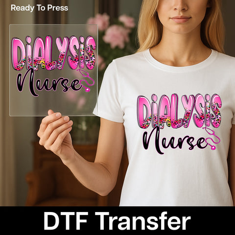 Cute Dialysis Nurse DTF Transfer Iron-On for Healthcare Team Apparel, Vibrant Medical Professional Gift, Ready To Press