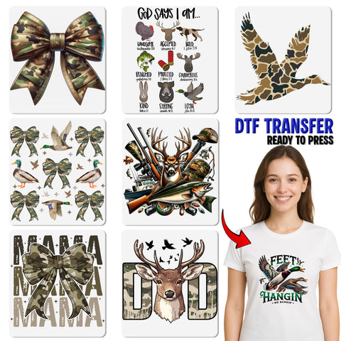 Cute Camo Mama Bow DTF Transfer Ready To Press for Stylish Mom Shirts & Apparel, Mother's Day Gift, Outdoor Mom Life Theme