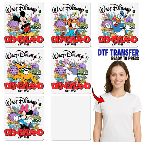 Disneyland Family Fun DTF Transfer, Cute Character Iron-On, Ready To Press Vacation T-Shirt, Disney Park Apparel for Fans