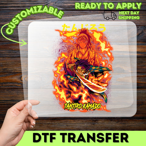 Dynamic Tanjiro Kamado Anime DTF Transfer Ready To Press For Anime Fans & Cosplayers Empowering T-Shirt Design