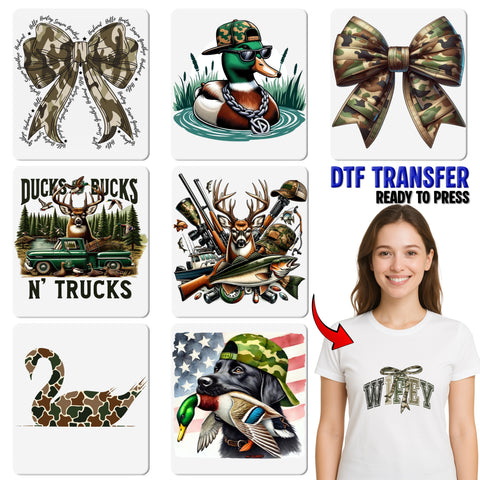 Patriotic Hunting DTF Transfer Iron-On Ready To Press for T-shirt Sweatshirt Outdoor Enthusiasts Hunting Season