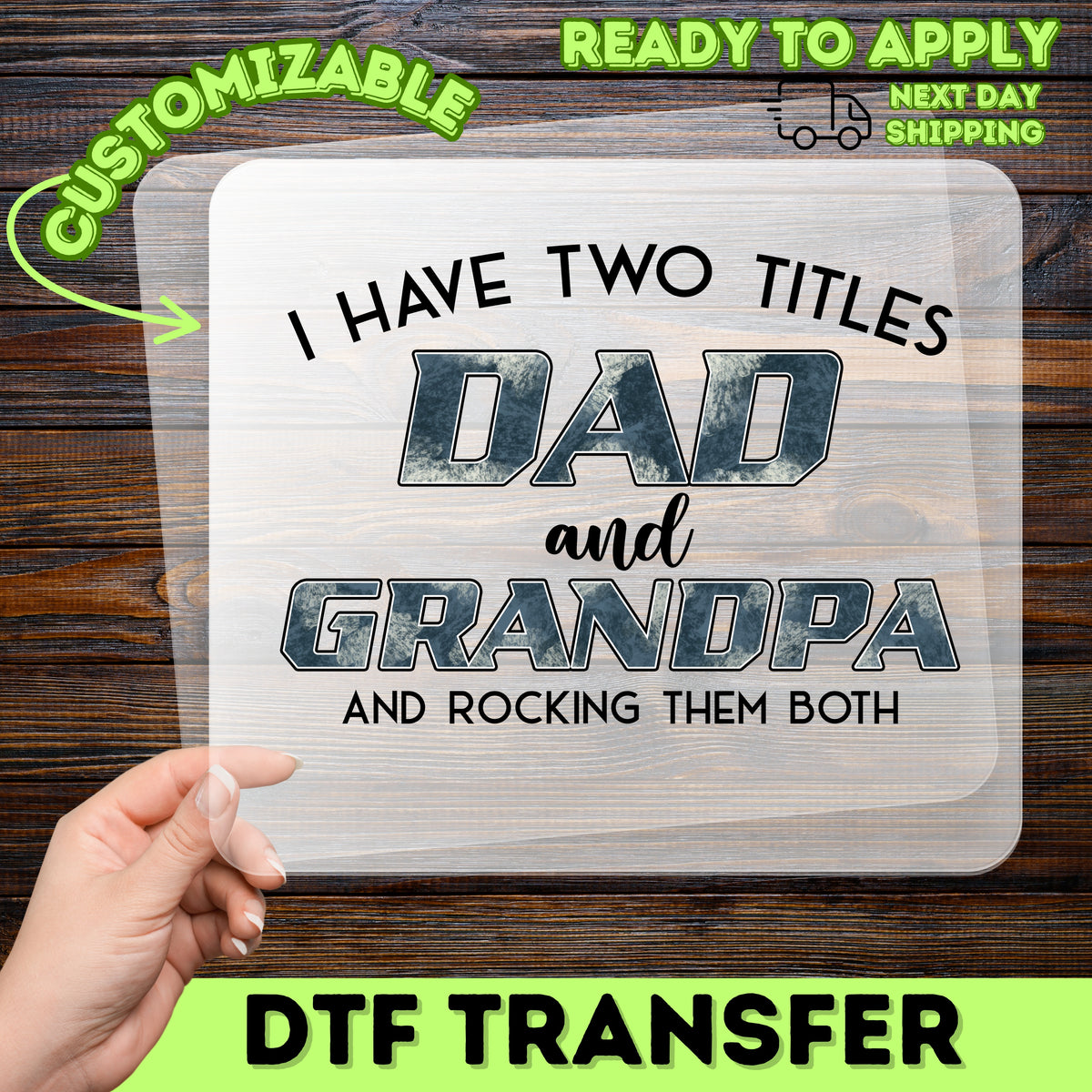 Bold Family Celebration DTF Transfer Iron-On Ready To Press DAD & GRANDPA T-Shirt Father's Day & Family Reunion Gift
