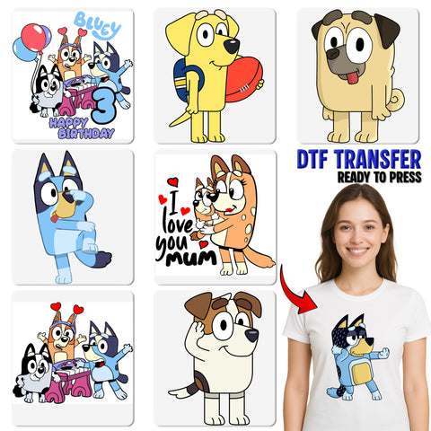 Cute Cartoon Dog Birthday DTF Transfer Iron-On | Personalized Kids Shirt | Cute 2nd Birthday Apparel | Ready To Press Party Outfit