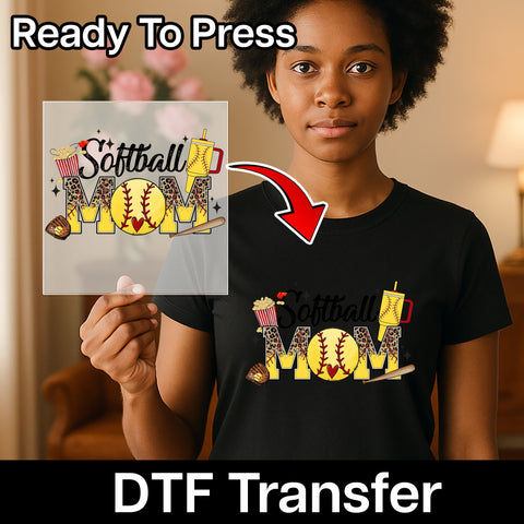 Cute Baseball Mom DTF Transfer Ready To Press for Game Day Apparel & Sports Mom Shirt