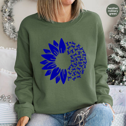 Sunflower & Blue Awareness Ribbon DTF Transfer for Apparel – Supportive Design for Cause Events & Awareness Apparel