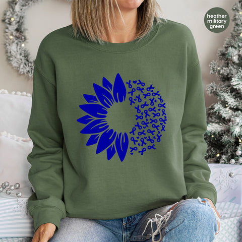 Sunflower & Blue Awareness Ribbon DTF Transfer for Apparel – Supportive Design for Cause Events & Awareness Apparel