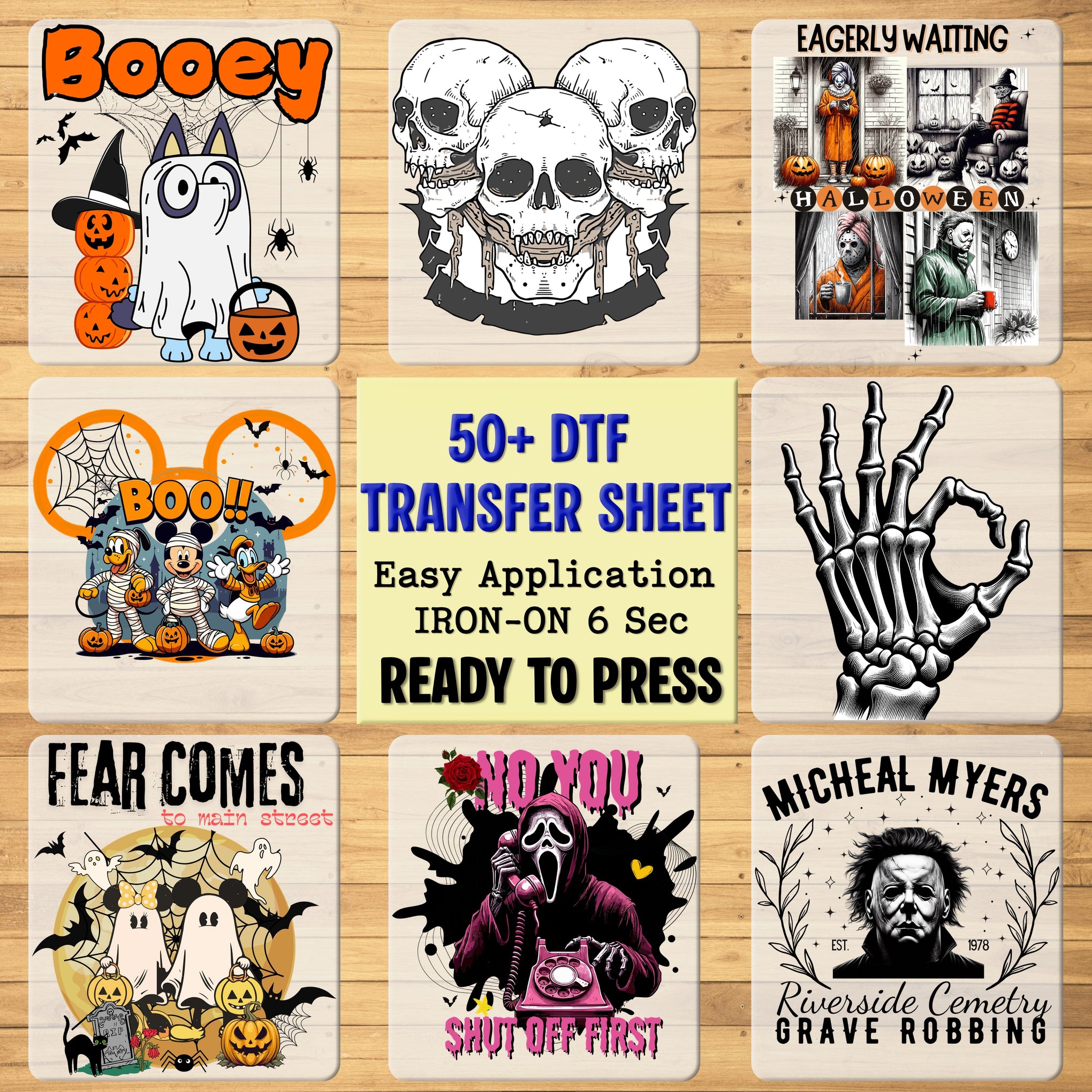 Cute Ghostly White Cat Halloween Coffee DTF Transfer Ready To Press for Women's T-Shirt or Sweatshirt